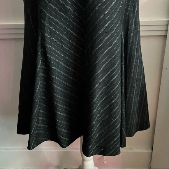 M Missoni • Black Pin Chevron Striped Bell Wool Skirt - Picture 2 of 5